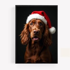 springer spaniel Print christmas Picture  A4 UNFRAMED Santa Hat Decor 2