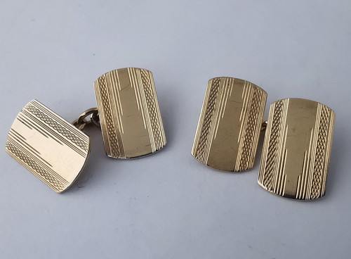 Antique 9ct gold - cufflinks,