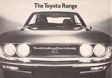 Toyota Range 1974-1975 UK Market Foldout Brochure Corolla, Celica, Corona, Crown