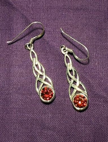 Silver and garnet dangle - and,