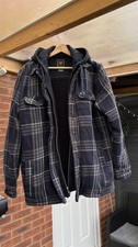 Superdry Heavy Sherpa Lined Flannel Jacket Mens Size XL Hooded