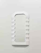 Wavy Mirror Pattern Irregular White Frame Wall Mirror Home Decor 70X36cm