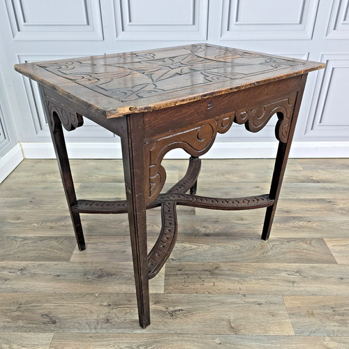 Antique carved oak table - table,