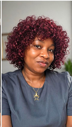 Women curly burgundy short - curly,