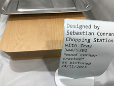 Chopping Station with Stainless Steel Tray Beech Wood Corner Chipped