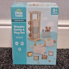 Aldi Little Town Wooden Toys Kettle and Mug Set 19 Pieces 3+ Years