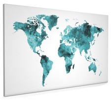 Map of the World Map Watercolor Box Canvas and Poster Print (2400)