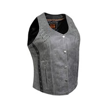 Gray Women's Leather Vest