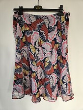 BODEN Pink & Orange Floral Floaty Wavy SKIRT UK 16 Lightweight Lined Knee Length