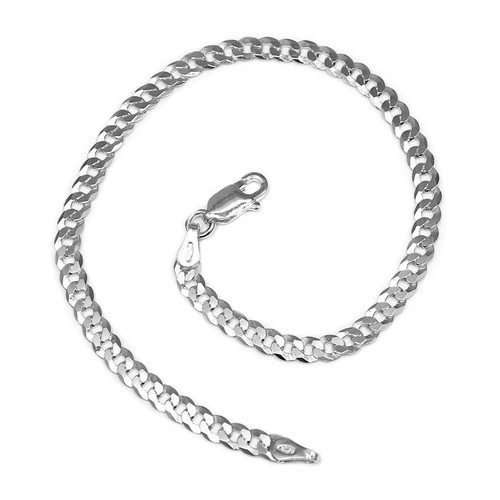 Sterling silver 4mm curb chain - silver,