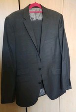 Mens F&F Two Piece Grey Single Breast Suit Size 38 Chest (32x31).     UK (bddr)