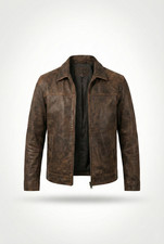 Men Biker Brown Distressed