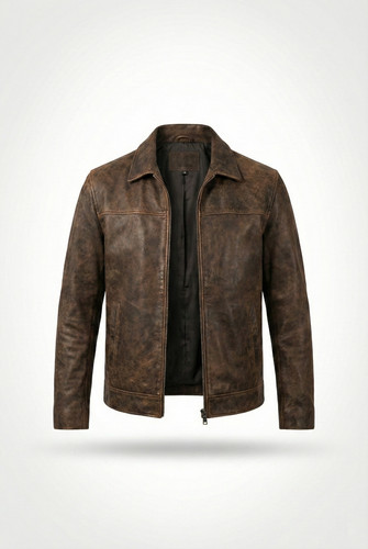 Men biker brown distressed - brown,
