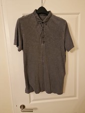 All Saints Mens Gray Polo Shirt Size Large