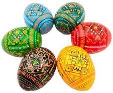 6 Wooden Ukrainian Pysanky