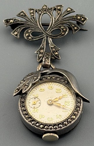 Vintage brooch watch sterling - brooch,