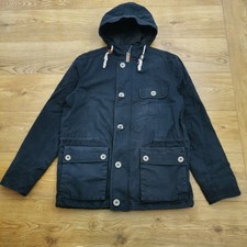 Fat Face Parka Jacket Mens M Medium Blue Chore Utility Field Fleece Lining