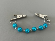 Blue bead silver tone cardigan, sweater / cloak bolero clip