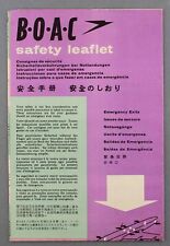 BOAC AIRLINE SAFETY CARD BRISTOL BRITANNIA 312 COMET 4 BOEING 707 DC7-C 1962