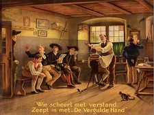 Advert Barber Cutting Hair Vintage Painting America New Art Print Poster Cc3025