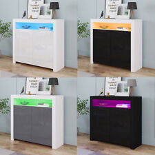 High Gloss 2 Doors Matt Body Sideboard Cupboard LED Light Wooden Storage Cabinet