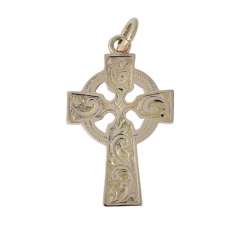 Antique 9ct rose gold cross - rose,