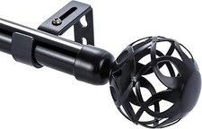 Black Curtain Poles For Eyelet Curtains,Metal Hollow Ball Finials Extendable