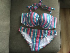 LaSenza underwired bikini set in stripes with top in size 34F and size 12 briefs