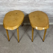 Quality Pair Vintage Retro Mid Century Style Solid Wood Side Lamp Tables