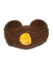 HANDMADE 15.00 CTW AMBER BROWN LEATHER CUFF