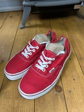 Vans Red Authentic Classic Canvas Skate Shoes Trainers UK 5