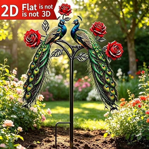 Peacock red rose metal - peacock,
