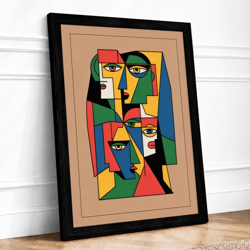 Fragmented faces cubism framed - faces,