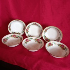 VINTAGE SET OF SIX, ARGYLE BONE CHINA DESIGN, 'ROSE GARDEN' CEREAL BOWLS
