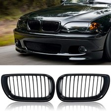 Gloss Black Front Kidney Grilles for BMW 3 Series E46 2002-2005 Sport Hood Pair