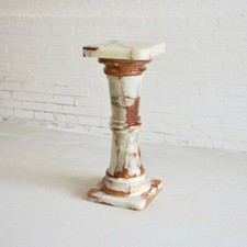 LARGE VINTAGE ONYX MARBLE PEDESTAL, DISPLAY, COLUMN, PLANT STAND
