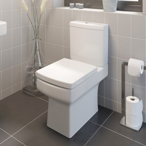Square close coupled toilet - close,