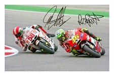 Valentino Rossi & Marco Simoncelli Signed A4 Photo Print Autograph MotoGP
