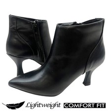 LADIES WOMENS ANKLE LOW KITTEN HEEL INNER ZIP OFFICE WORK FASHION SHOES BOOTS SZ