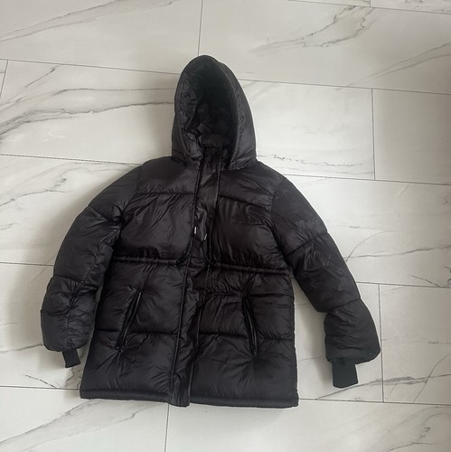 Boys black hooded puffer - black,