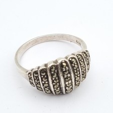 Sterling silver marcasite ring - silver,