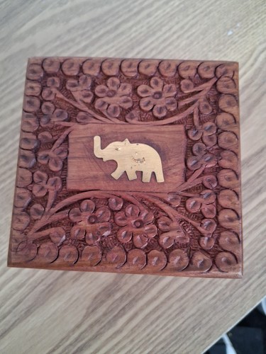 Vintage wood brass elephant - vintage,