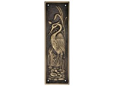 Vintage Brass Heron Bird Door