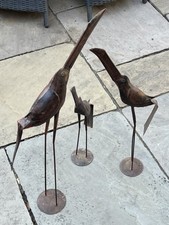 Metal Garden Bird Ornaments x3 Heights Large 33” Medium 27” & Small 20”