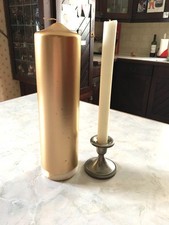 GOLD CHURCH CANDLE-USED ONCE FOR A WEDDING-HEAVY-XMAS-  BUY IT NOW-PICK UP ONLY