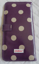 Cath Kidston Travel Wallet Document Holder Oilcloth Purple With Beige Spots