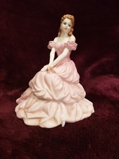 Vintage COALPORT Bone China Figurine Lady in a Pale Pink Dress Collectible
