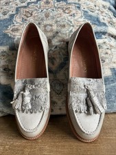 Russell & Bromley Chester Loafers Size 2 UK 35 EU Pale Grey Patent Leather