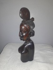Vintage Carved Hardwood Tribal African Lady Figurine