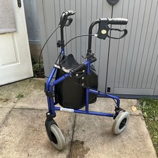 Z-Tec 3 Wheel Rollator Mobility Walker With Brakes And Storage Fold Away